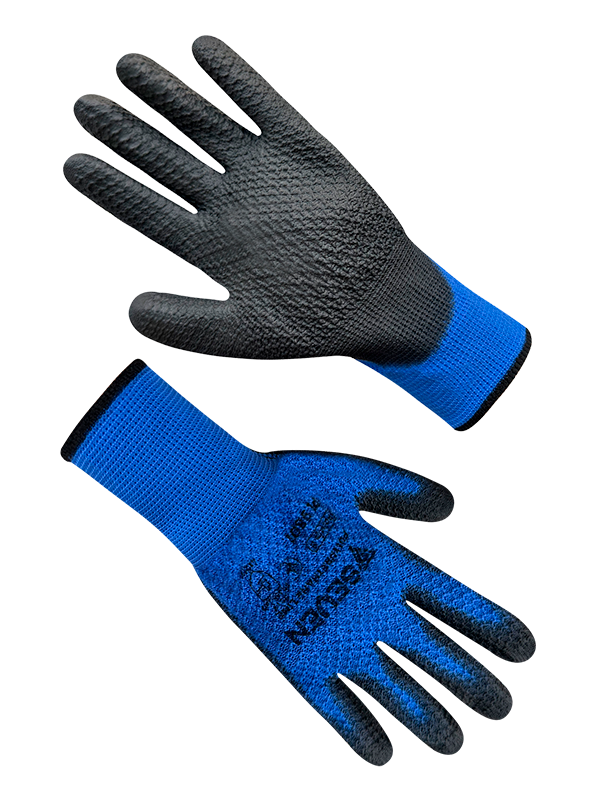 Рукавички синтетичні сині з чорним поліуретановим покриттям SEVEN PL9801, р.8